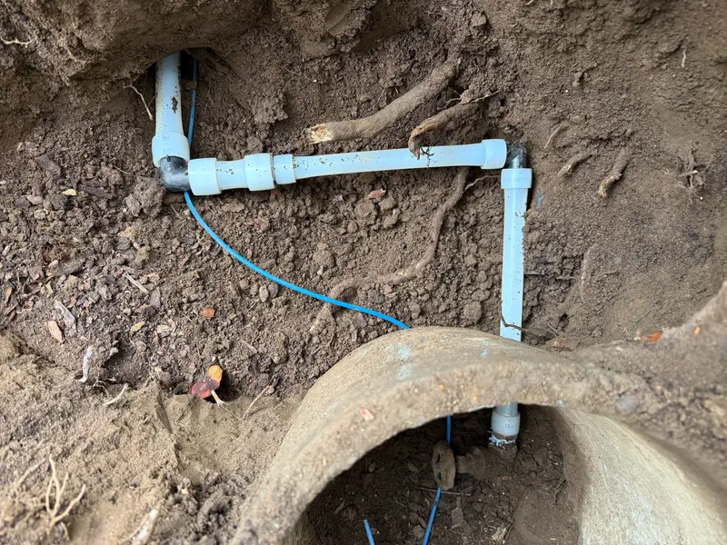 Underground PVC water service line repair in trench, Boring Oregon — Bigfoot Plumbing emergency plumbing & leak detection