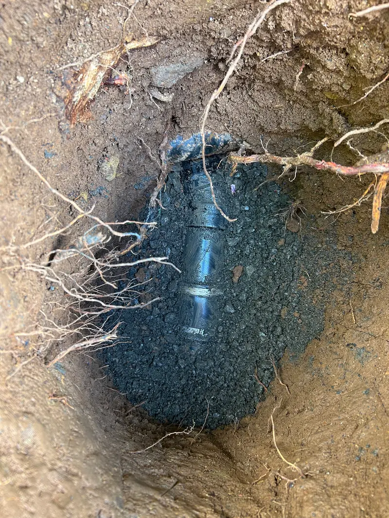 Underground sewer line repair through tree roots in Gresham, Oregon — sewer repair and drain cleaning by Bigfoot Plumbing
