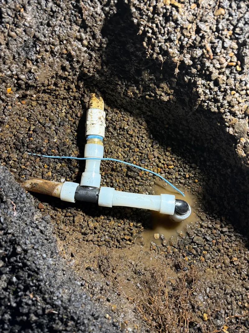 Underground water line leak repair with PEX fittings in Boring, Oregon — emergency leak detection and pipe repair by Bigfoot Plumbing